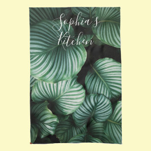Klassisches, großes Leaf-Design, Ihr Name oder Tex Geschirrtuch