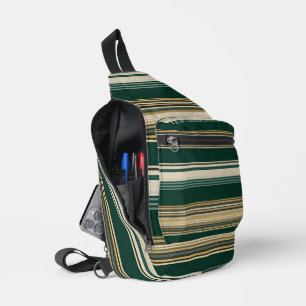 Klassisches Grün-Creme-Streifenmuster Crossbody Bag