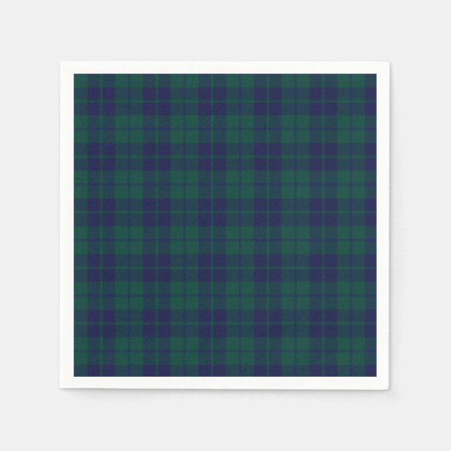 Klassisches Grün-Navy-Tartan-Karomuster  Serviette (Vorderseite)