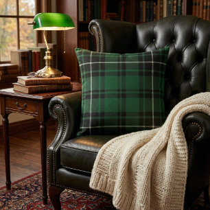 Klassisches Grün & Schwarz Tartan Karo Kissen