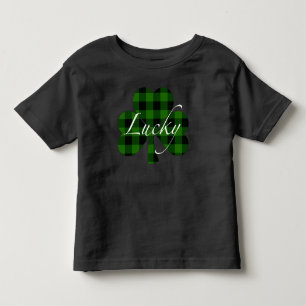 Klassisches grün-schwarzes kariertes Kleeblatt Kleinkind T-shirt