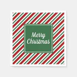 Klassisches Grün Streifen Muster Weihnachten Serviette