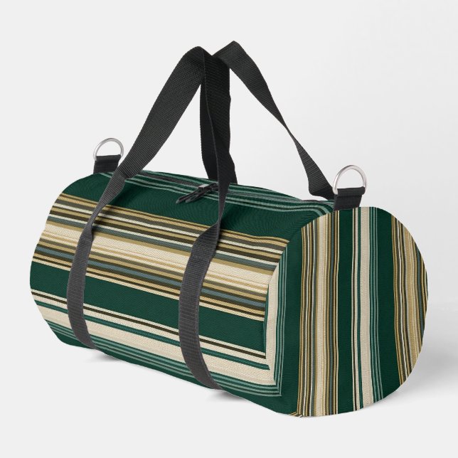Klassisches grün-weiß gestreiftes Muster Duffle Bag (Linke Seite)