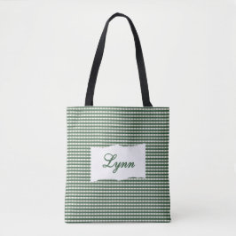 Klassisches Grün-Weiß-Gingham | Personalisierter N