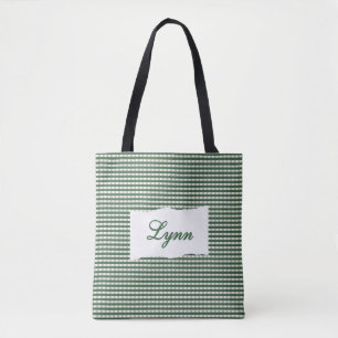 Klassisches Grün-Weiß-Gingham   Personalisierter N
