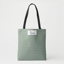 Klassisches Grün-Weiß-Gingham | Personalisierter N