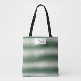 Klassisches Grün-Weiß-Gingham Personalisierter N