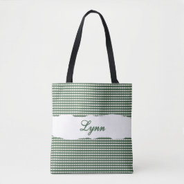 Klassisches Grün-Weiß-Gingham | Personalisierter N