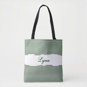 Klassisches Grün-Weiß-Gingham Personalisierter N