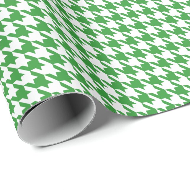 Klassisches Grün-Weiß-Hahnentritt-Muster  Geschenkpapier (Rolleneckpunkt)