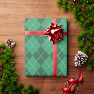 Klassisches grünes Argyle-Christmas-Geschenkverpac Geschenkpapier