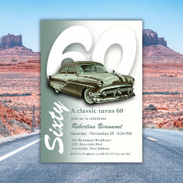 Klassisches grünes Auto wird 60 Einladung