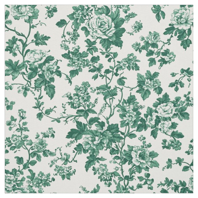 Klassisches grünes Blumen-Toile Stoff (Muster)