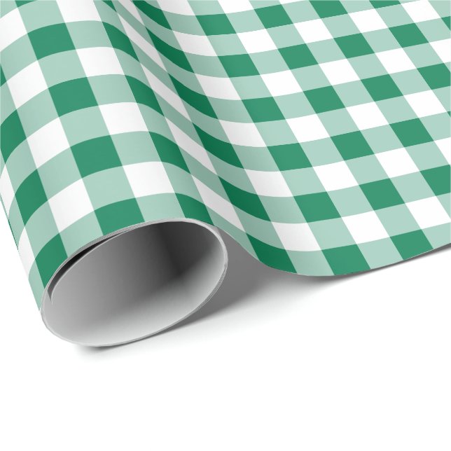 Klassisches grünes Gingham-Nahtlosmuster Geschenkpapier (Rolleneckpunkt)