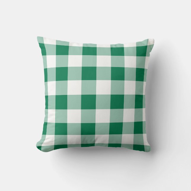 Klassisches grünes Gingham-Nahtlosmuster Kissen (Vorderseite)