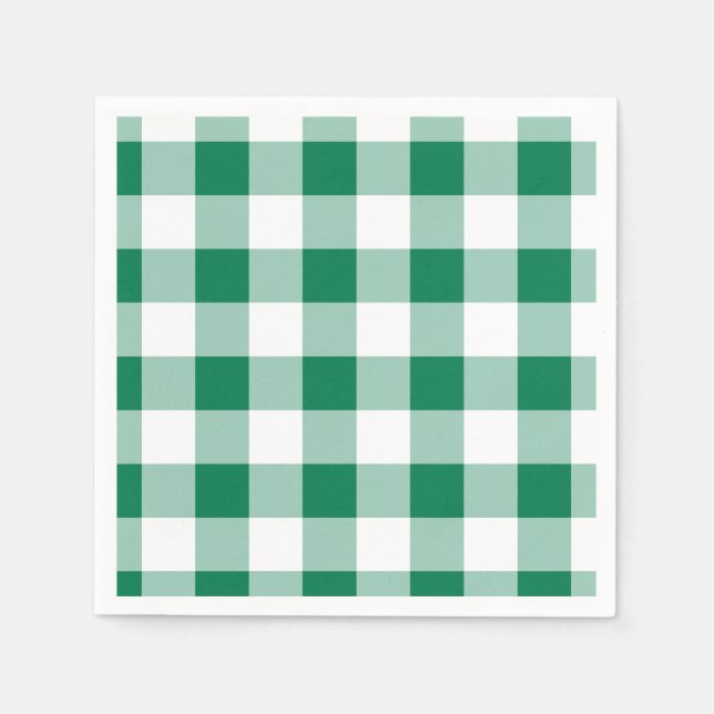 Klassisches grünes Gingham-Nahtlosmuster Serviette (Vorderseite)