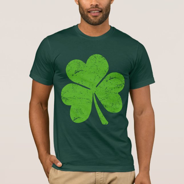 Klassisches grünes irisches Kleeblatt T-Shirt (Vorderseite)