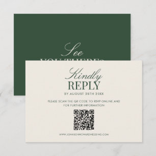 Klassisches grünes Old Money elegantes QR-Code-Hoc RSVP Karte