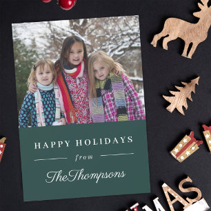Klassisches grünes Weihnachts-Familienfoto Feiertagskarte