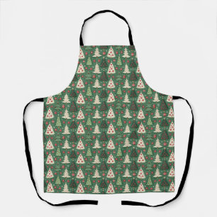 Klassisches grünes Weihnachtsbaum-Muster für die F Schürze