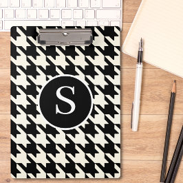 Klassisches Hahnentrittmuster Schwarz-Weiß-Monogra Klemmbrett