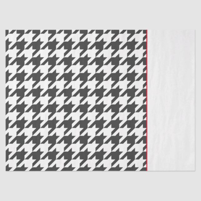 Klassisches Hahnentrittmuster Schwarz-weiß Red Tim Seidenpapier (Vorderseite)