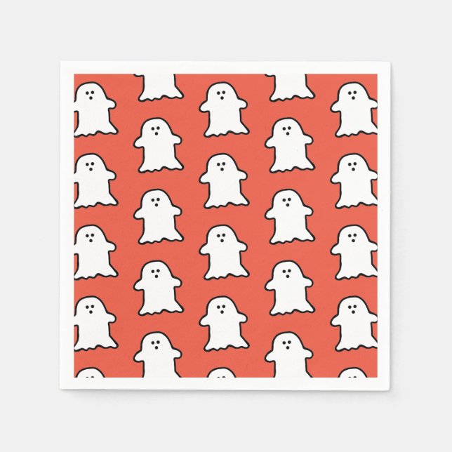 Klassisches Halloween Orange und White Ghost Serviette (Vorderseite)