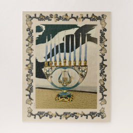 Klassisches Hanukkah-Menorah-Rätsel/verzierte Gren Puzzle