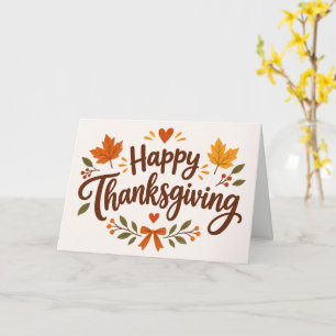 Klassisches Happy-Thanksgiving-Script Floral Herbs Karte
