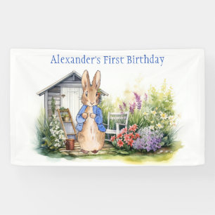 Klassisches Hasen-erstes-Geburtstags-Party-Schild Banner