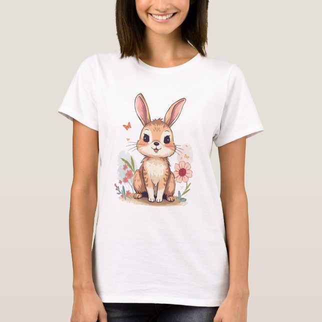 Klassisches Hasendesign - Minimalistisch T-Shirt (Vorderseite)