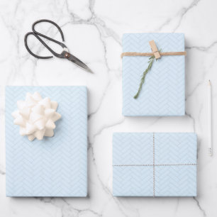 Klassisches hellblaues, graues Herringbone-Muster Geschenkpapier Set