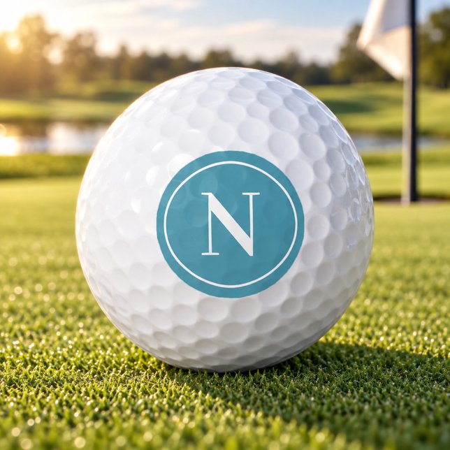 Klassisches hellblaues rundes Monogramm-Initial Golfball (Von Creator hochgeladen)