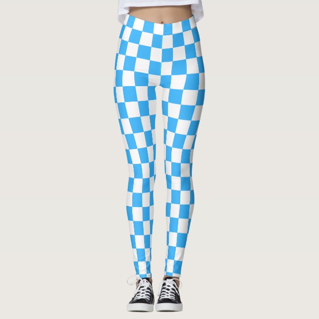 Klassisches hellblaues Schachbrettmuster  Leggings (Vorderseite)