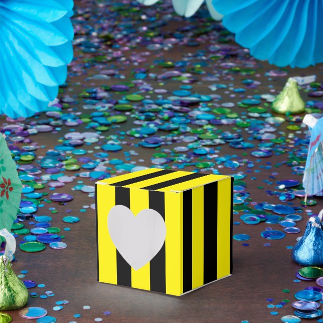 Klassisches, helles Gelb und schwarzes Striptheld Geschenkschachtel (Party)