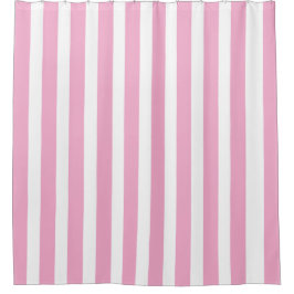 Klassisches helles Rosa und Weiß gestreift Duschvorhang