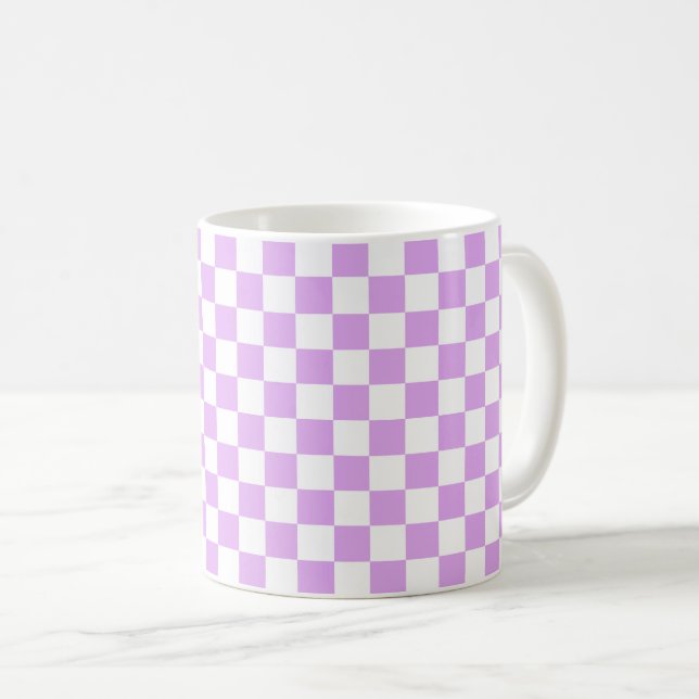 Klassisches helllila Karomuster  Kaffeetasse (VorderseiteRechts)