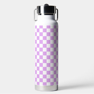 Klassisches helllila Schachbrettmuster Trinkflasche