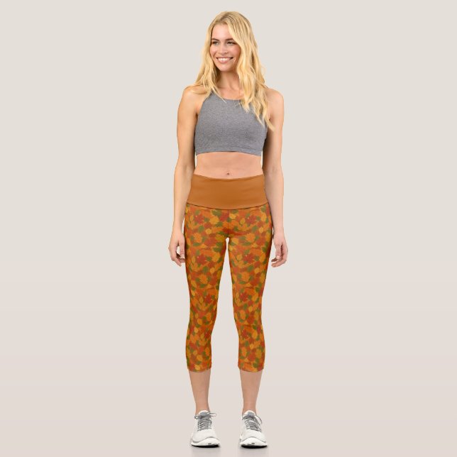 Klassisches Herbstlaub-Muster  Capri Leggings (Vorderseite)