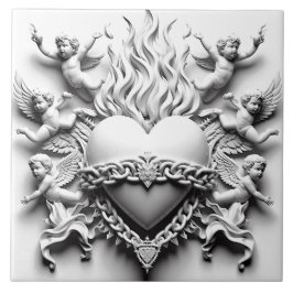 Klassisches Herz + Kette Fliese