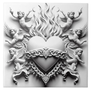 Klassisches Herz + Kette Fliese