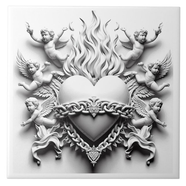 Klassisches Herz + Kette Fliese (Vorderseite)