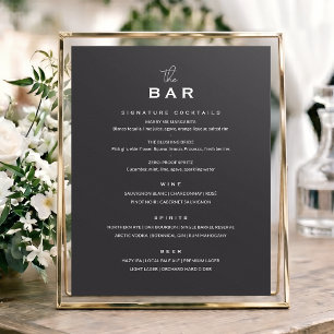 Klassisches Hochzeitsbarmenü-Schild Chic Minimalis Poster
