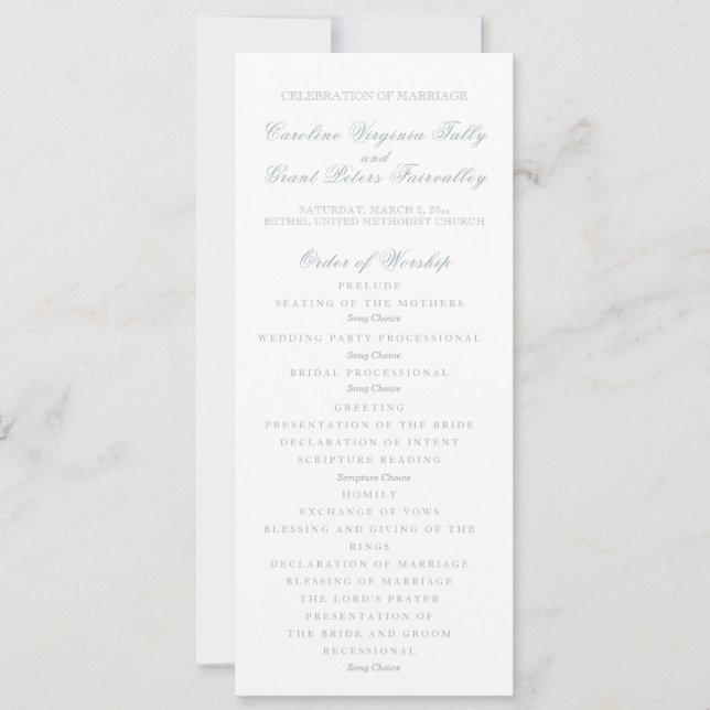 Klassisches Hochzeitsprogramm  Einladung (Vorderseite)