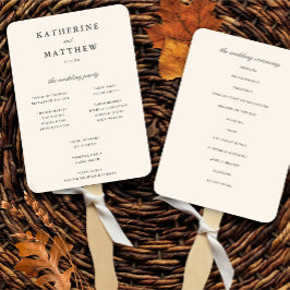 Klassisches Hochzeitsprogramm für Elfenbein Fächer