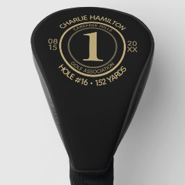 Klassisches Hole-in-One-Schwarzgold-Andenken Golf Headcover