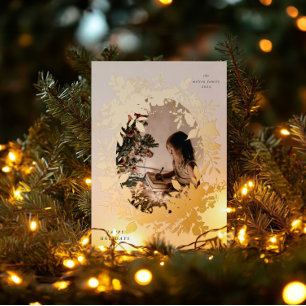 Klassisches Holiday Berries Foto Folieneinladung