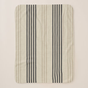 Klassisches Holzkohle-Ticking-Streifenmuster Sherpadecke