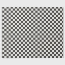 Klassisches Holzkohleschwarz und Creme Gingham Geschenkpapier