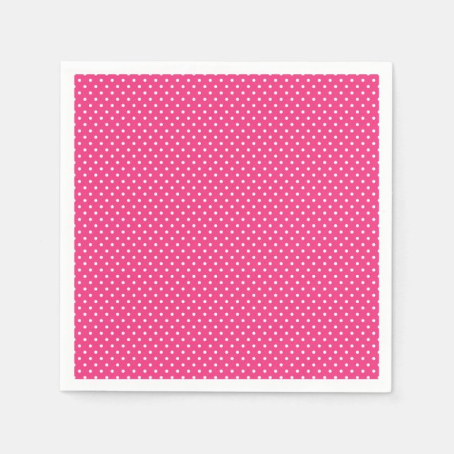 Klassisches Hot Pink und White Polka Dot Napkins Serviette (Vorderseite)